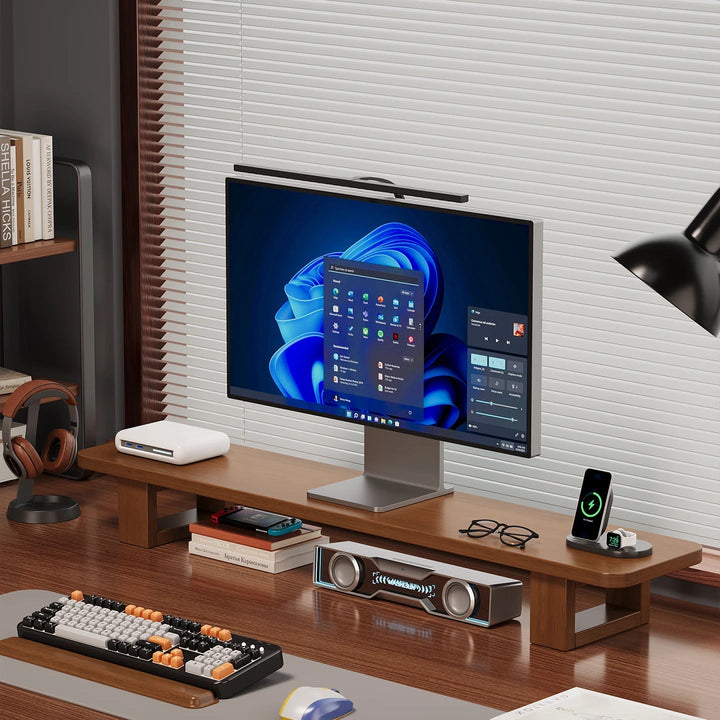Modern Wooden Monitor Stand with Cable Management Kalsten