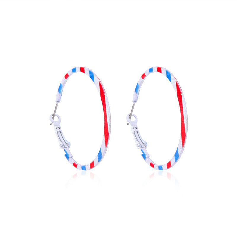 Women's star-shaped enamel earrings with USA flag motif and gold-plated fish Kalsten