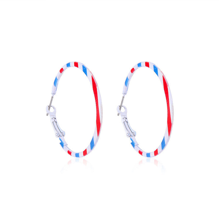 Women's lightweight star earrings with enamel flag design and fishhook Kalsten