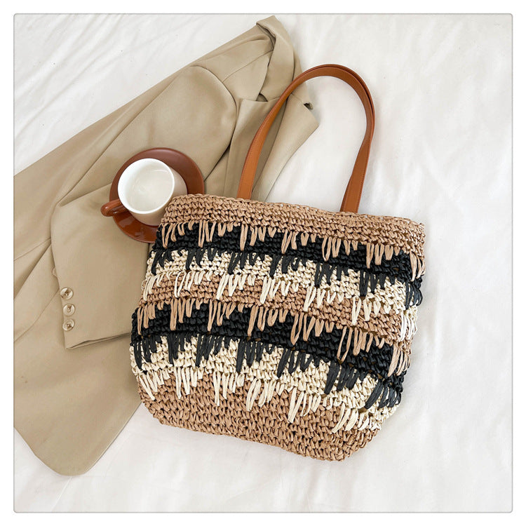 Large, Handmade Straw Bag with Designer Details Kalsten