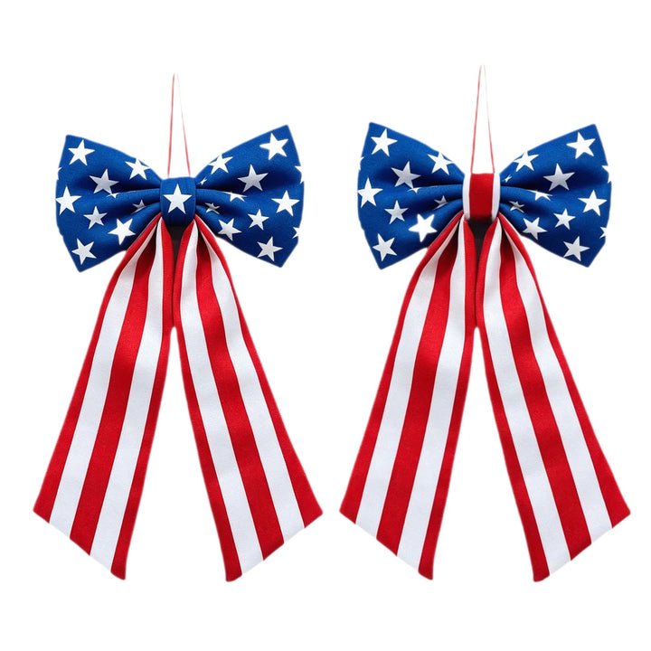 Unisex nan outdoor double-layer American flag ribbon bow with alligator fence clip Kalsten
