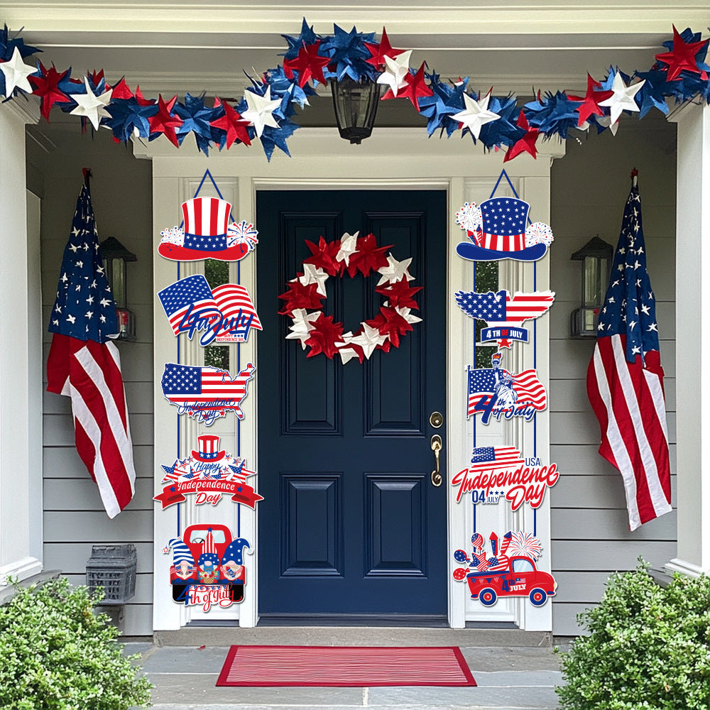 Independence Day multi-panel layered porch hanging sign garland with weatherproof PVC-backed panels and reinforced rope Kalsten