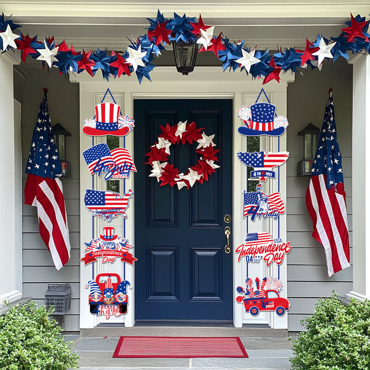 Unisex nan patriotic hanging decoration set with multi-part USA motifs for door and window Kalsten