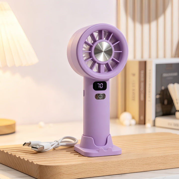 Ladies portable hand fan with LCD display and USB charging function Kalsten
