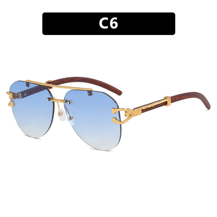 Ladies fashionable pilot sunglasses with luxurious metal accents and wood details Kalsten