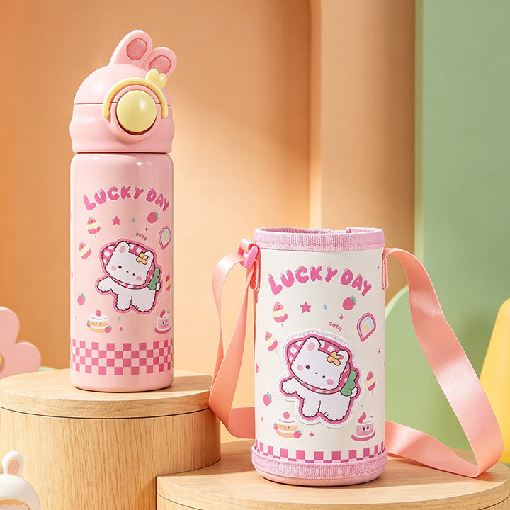 Women's insulated bottle with practical carrying device and playful design Kalsten