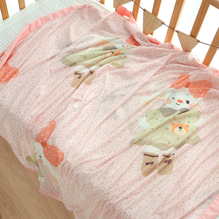 Unisex Nan cozy baby blanket made of cotton muslin with breathable filling and satin edge Kalsten