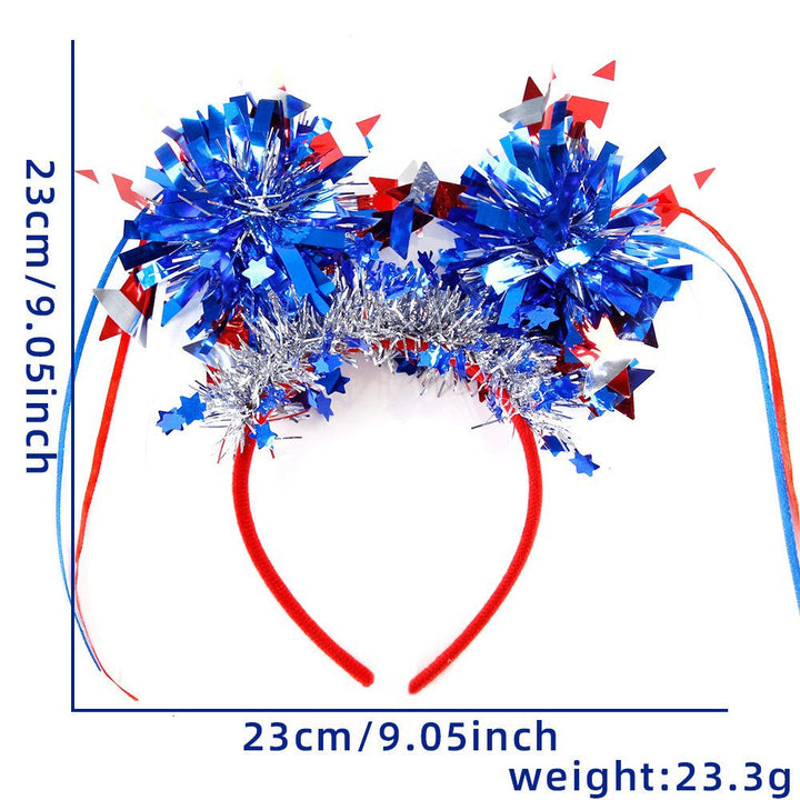 Unisex nan eye-catching party headband with attached pom poms, star tinsel, and small flag pendants Kalsten