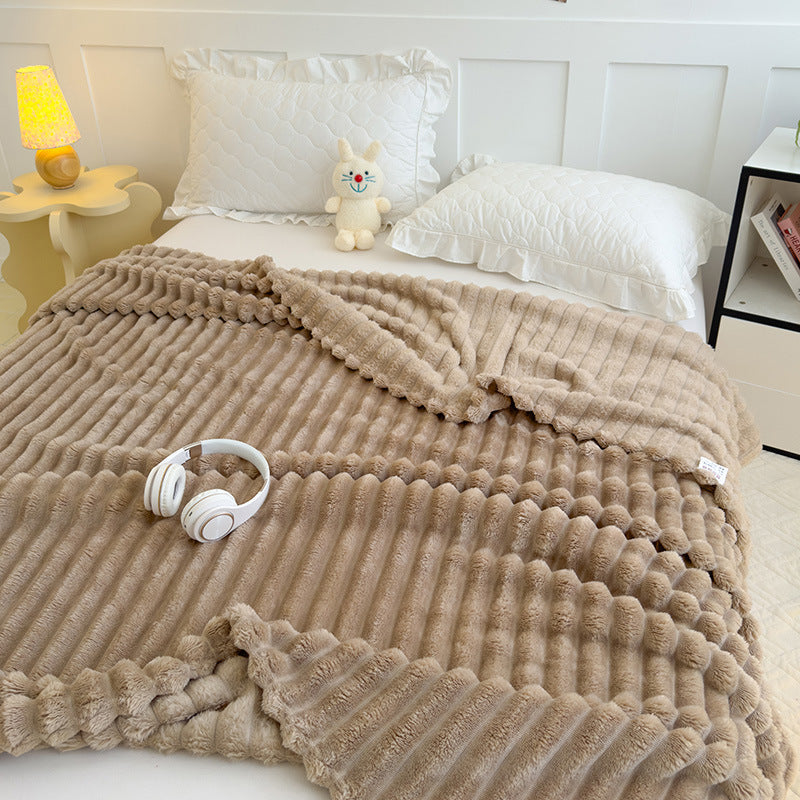 Women High-pile Cozy Blanket with Wave Pattern Kalsten