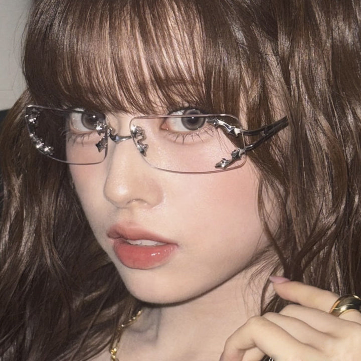 Women's fashionable sunglasses with delicate metal frame and transparent lenses Kalsten
