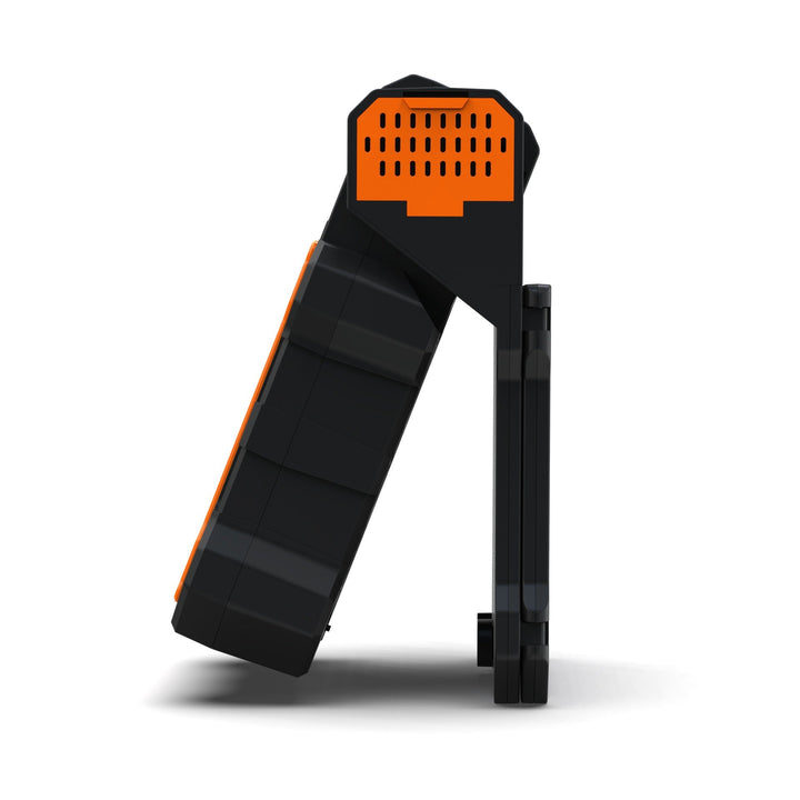 Cooling portable solar camping fan with USB-C power bank and integrated LED work light Kalsten