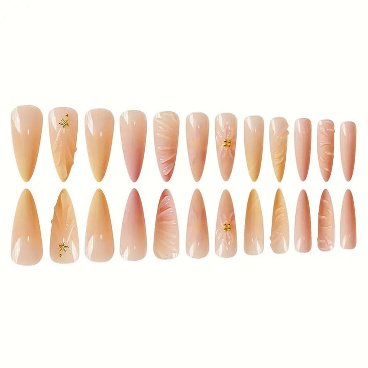 Artistic Press-On Nail Set with Floral Design Kalsten