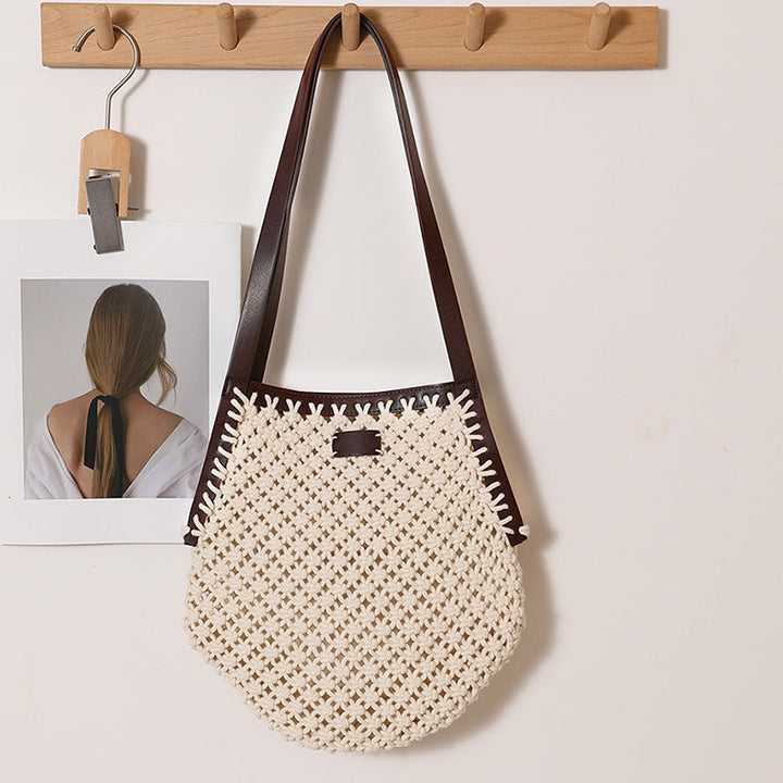 Hand-knotted tote bag with sturdy leather handles Kalsten