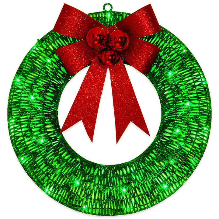 Christmas Garland 50CM Luminous LED Warm Light Metal Luminous Wreath With Big Bowknot Christmas Front Door Home Holiday Party Door Hanging Decor | Kalsten