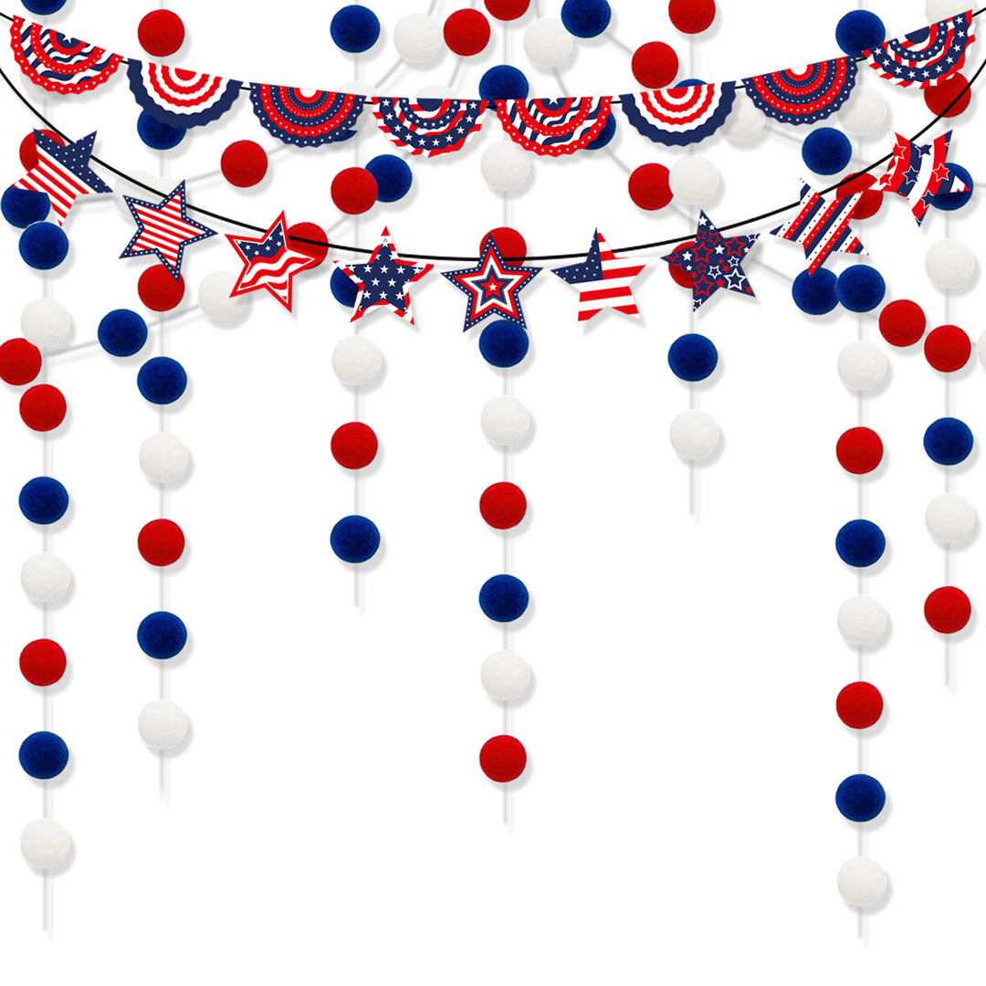 Unisex decorative paper fan garland with wavy semicircle pennants and star pattern Kalsten