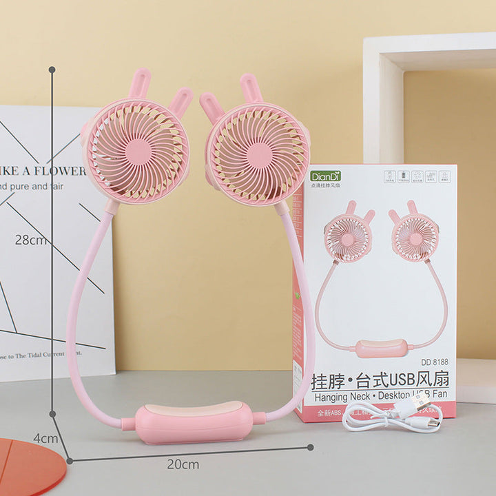 Women Portable Double Fan Neckband Fan Kalsten