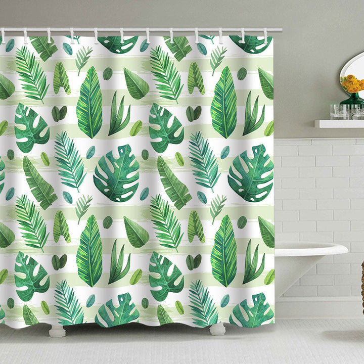 Tropical Leaf Print Shower Curtain Kalsten