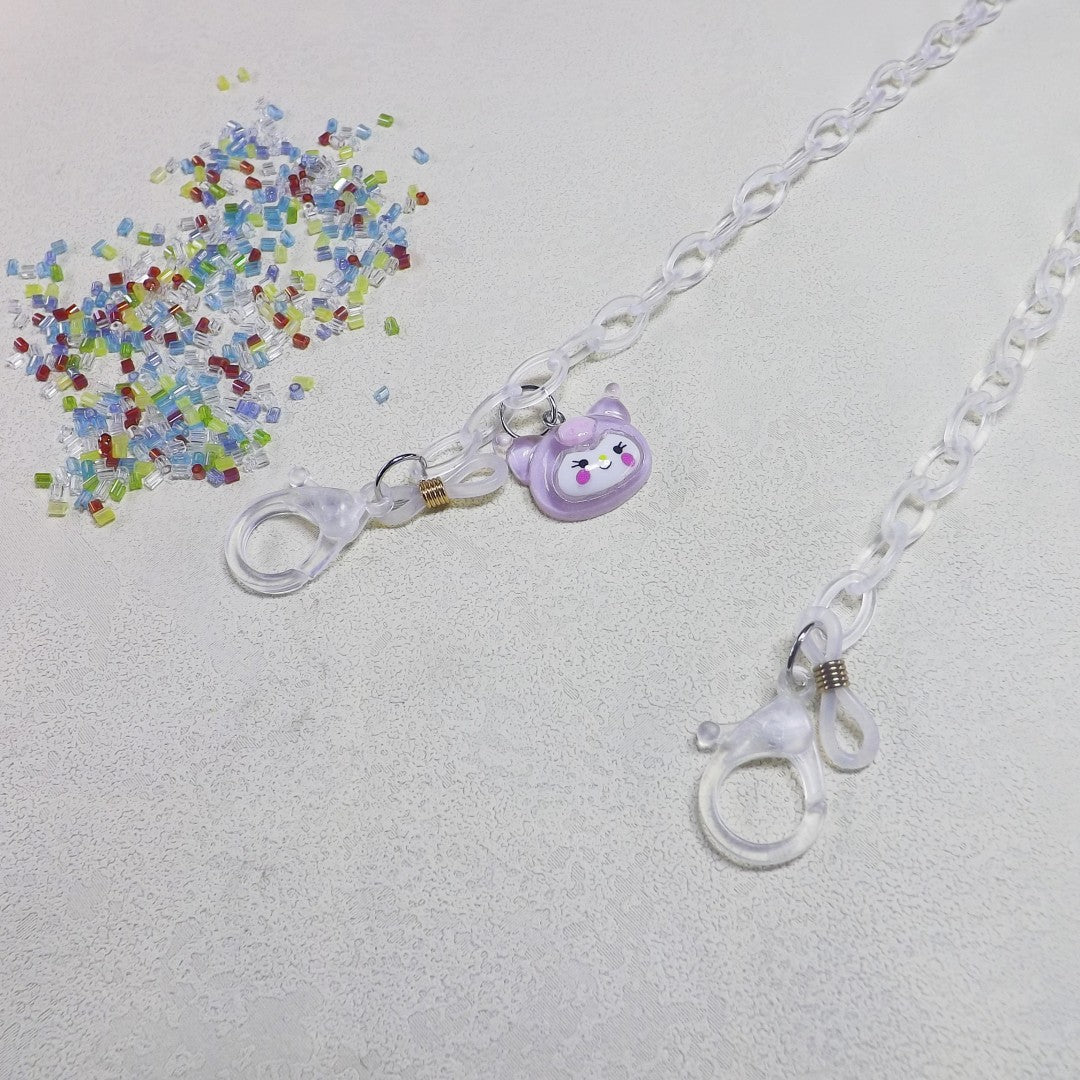 Playful glasses holder chain made of transparent material Kalsten