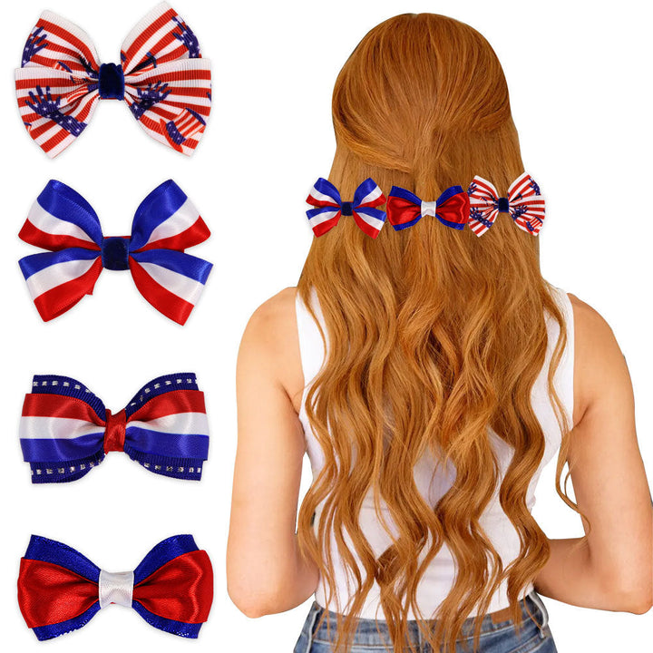 Ladies small pleated hair bow made of grosgrain ribbon with medium knot and mini alligator clip Kalsten