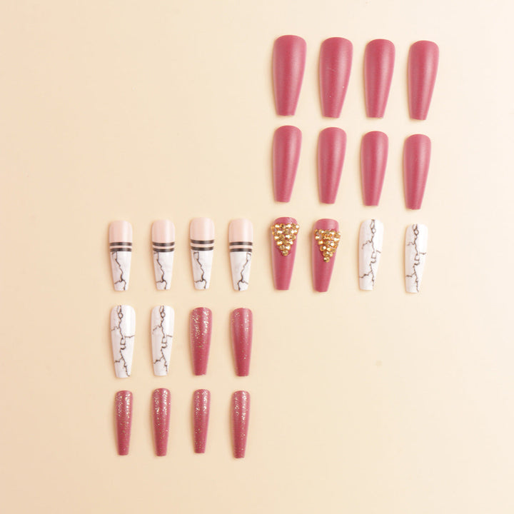 Elegant Marble Press-On Nail Art Set Kalsten