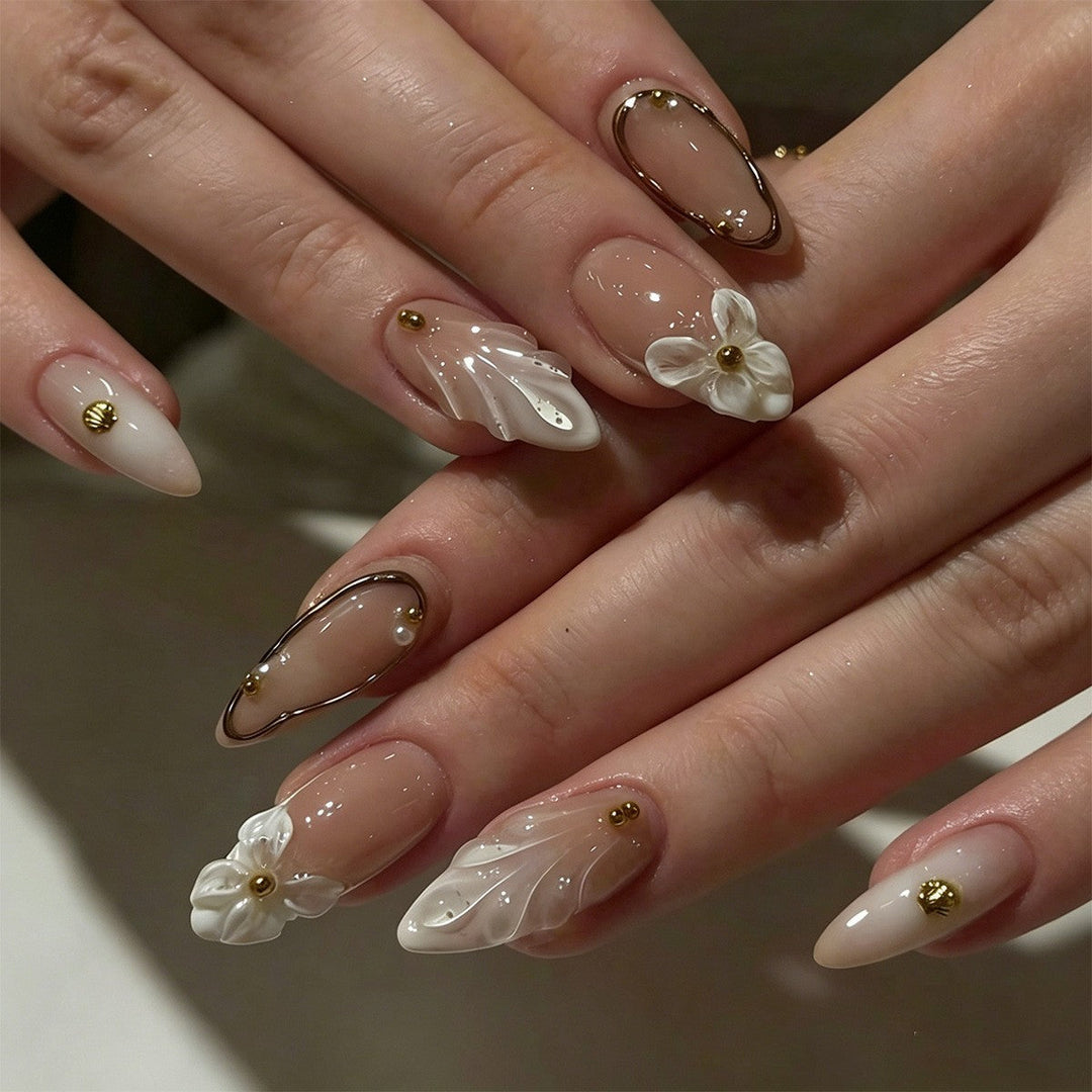 Elegant Floral Bow Press-On Nail Tips Kalsten