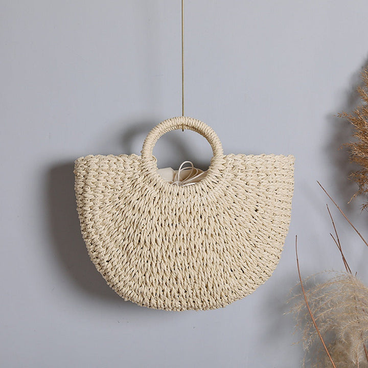 Handcrafted basket bag with round handles Kalsten