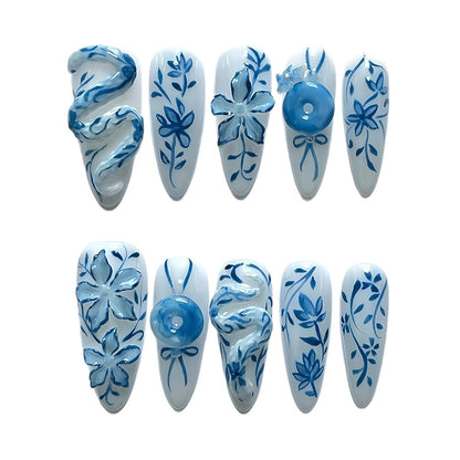 Artificial Nail Set with Floral Designs Acalora