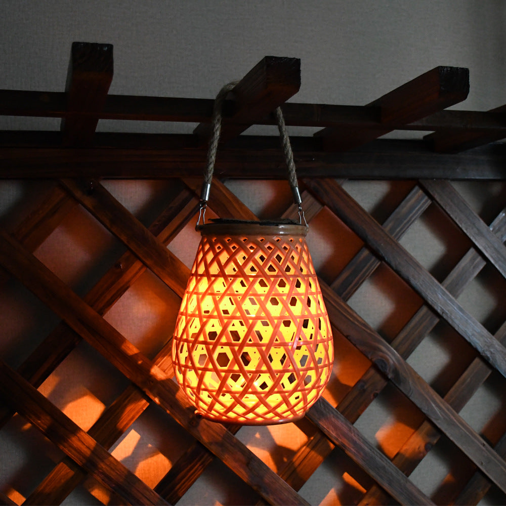 Decorative Woven Lantern With Rope Handle Kalsten