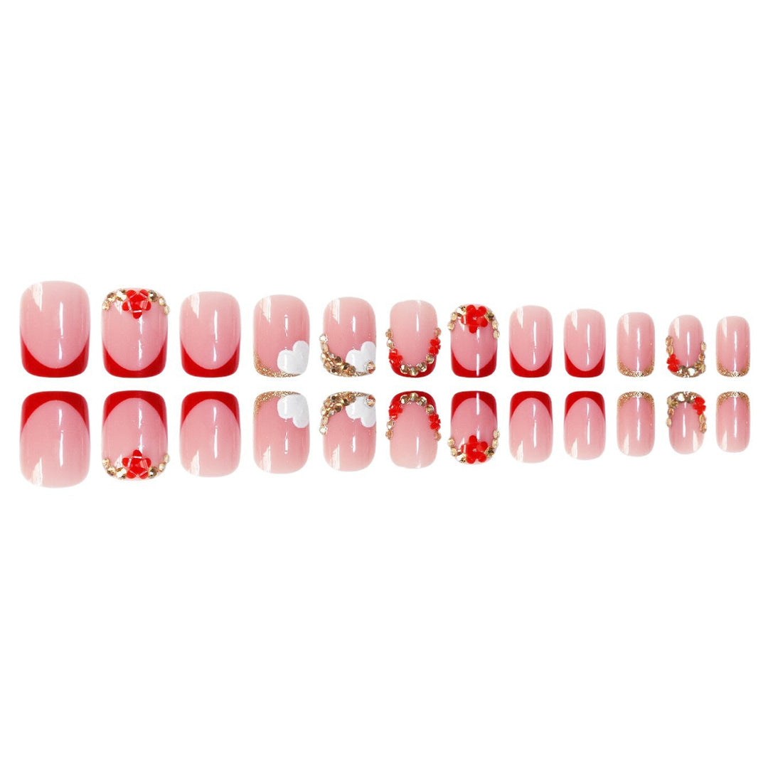 Floral-Accent Press-On Nail Art Kalsten