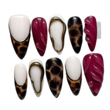 Decorative Stiletto Press-On Nail Set with Artistic Patterns Kalsten
