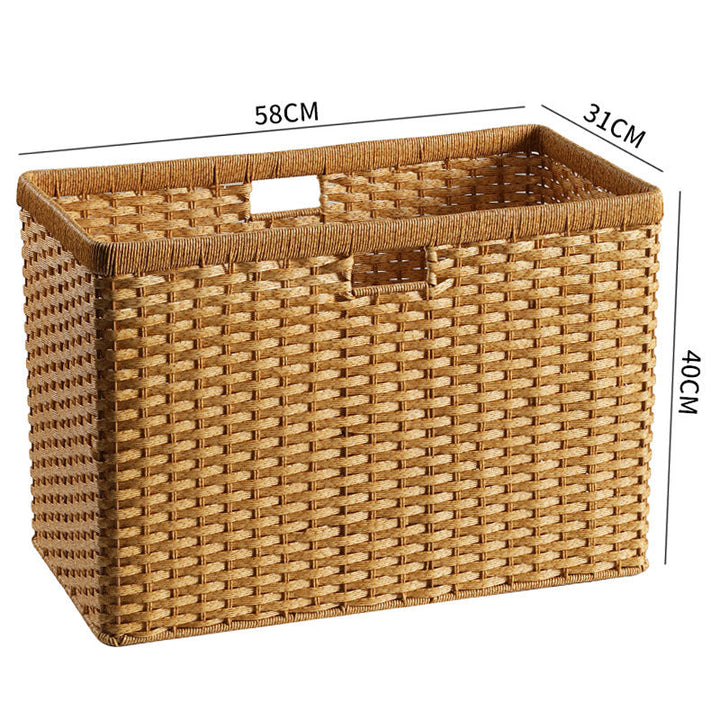Handwoven Rectangular Storage Bin with Cutout Handles Kalsten