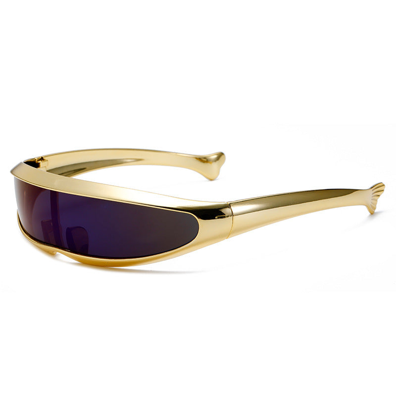Women Futuristic Designer Sunglasses with Stylish Gold Frame Kalsten
