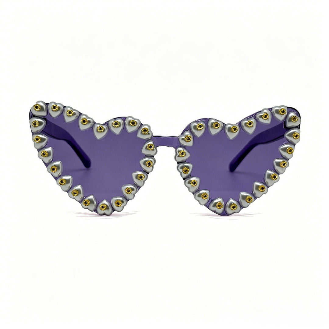 Women Heart-Shaped Sunglasses with Extravagant Jewelry Details Kalsten