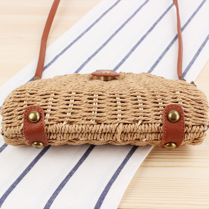 Rattan Shoulder Bag In Crescent Shape Design Kalsten