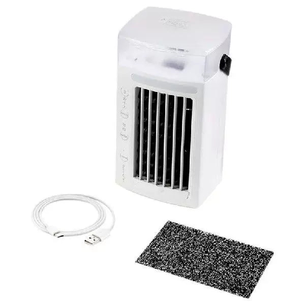 Unisex One Size Micro Desktop Evaporative Cooler with Replaceable Activated Carbon Cooling Pad USB Powered Adjustable Louvers Kalsten