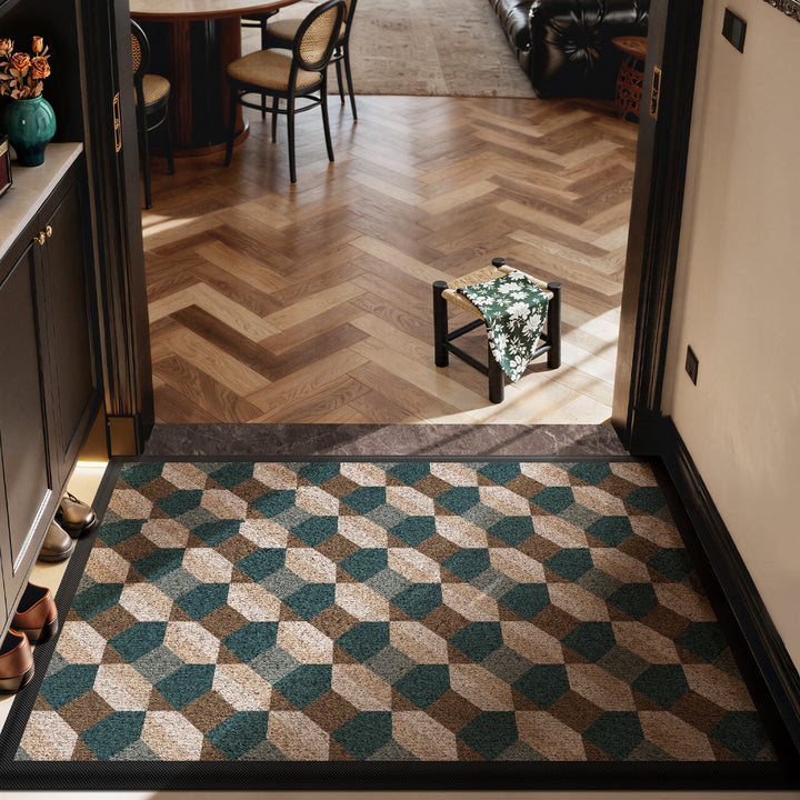 Textured Geometric Entrance Mat Kalsten