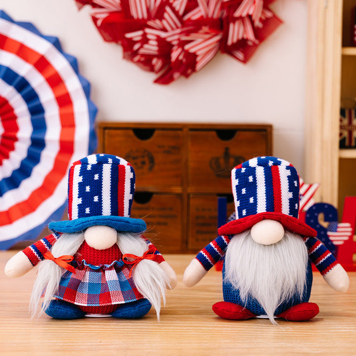 Unisex decorative fabric gnome as festive table and shelf decoration with knitted pointed hat and faux fur beard Kalsten