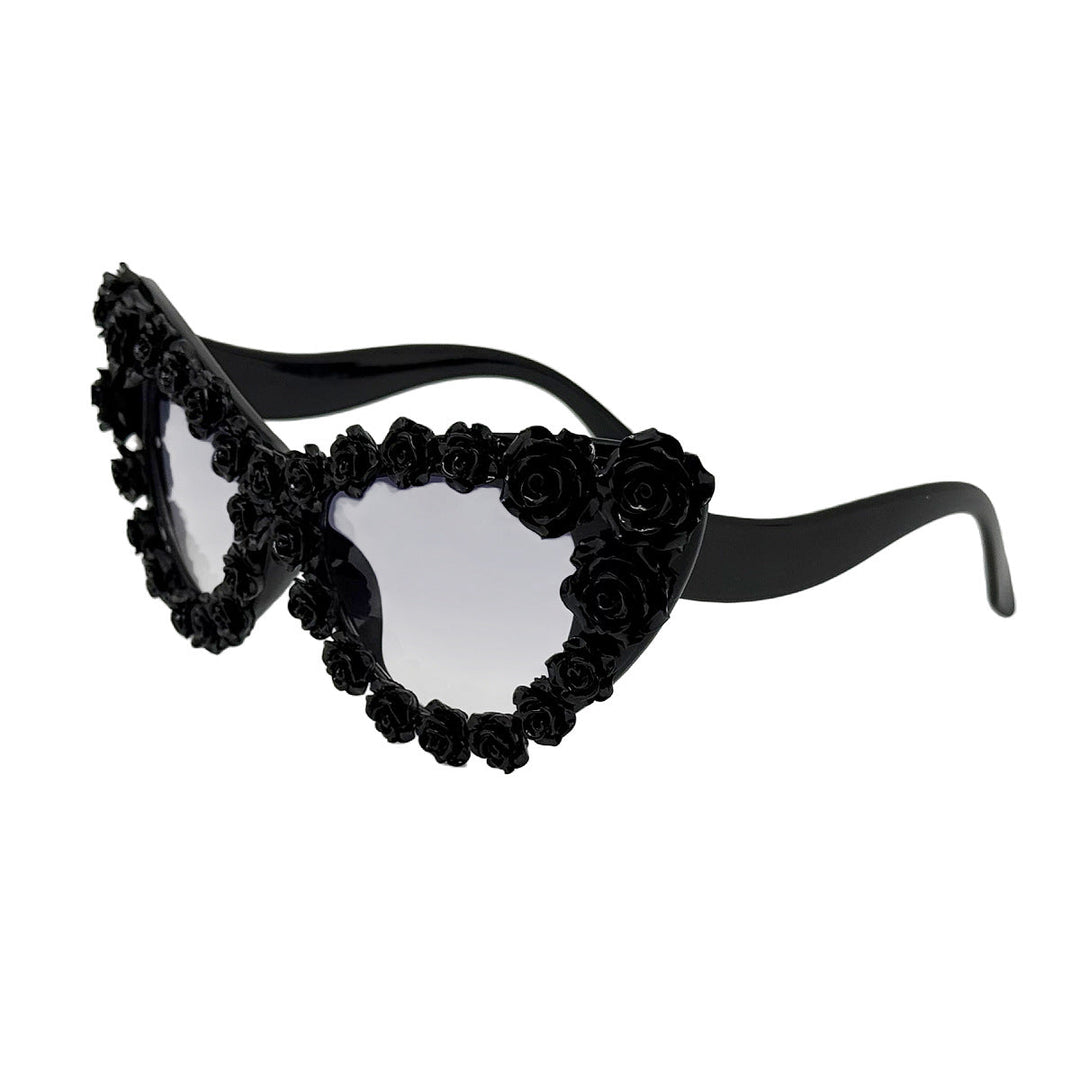 Women's Heart-Shaped Sunglasses with Floral Application Kalsten