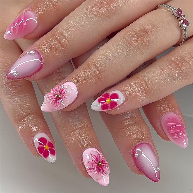 Floral Inspired Acrylic Press-On Nails Acalora