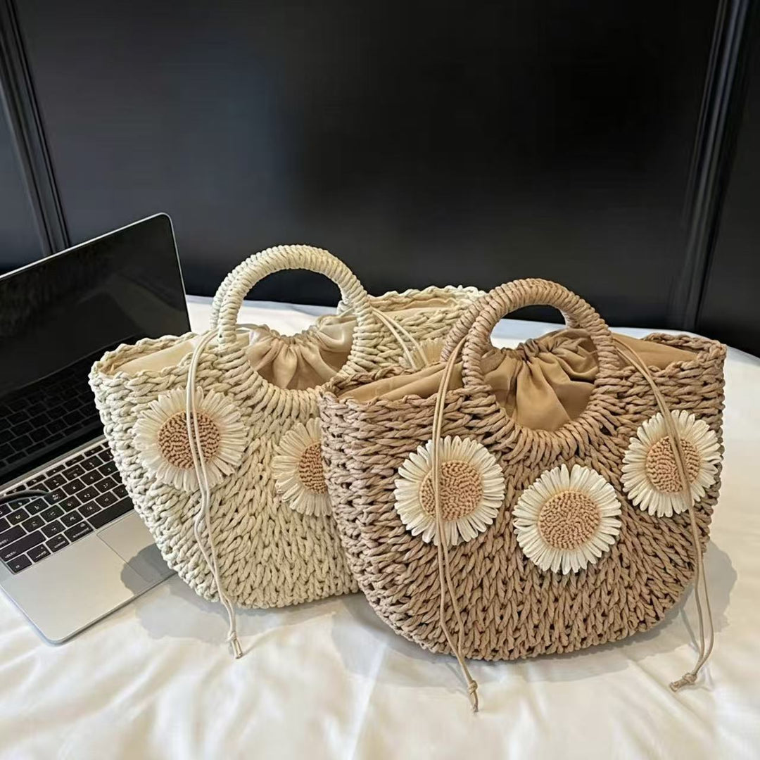 Padded basket bag with floral embellishments Kalsten