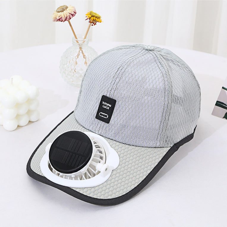 Ventilated baseball cap with integrated solar fan in the visor and breathable mesh Kalsten