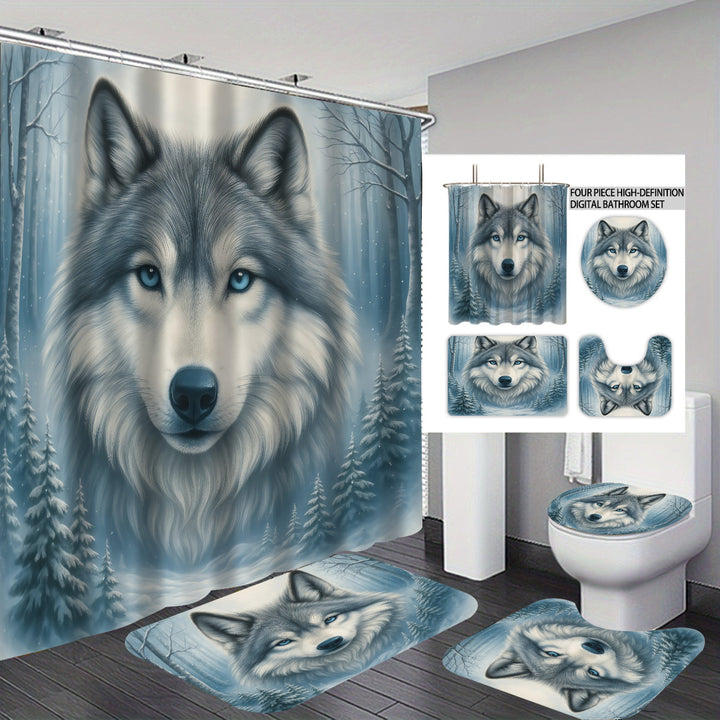 High-Definition Wolf-Themed Bathroom Décor Set Kalsten