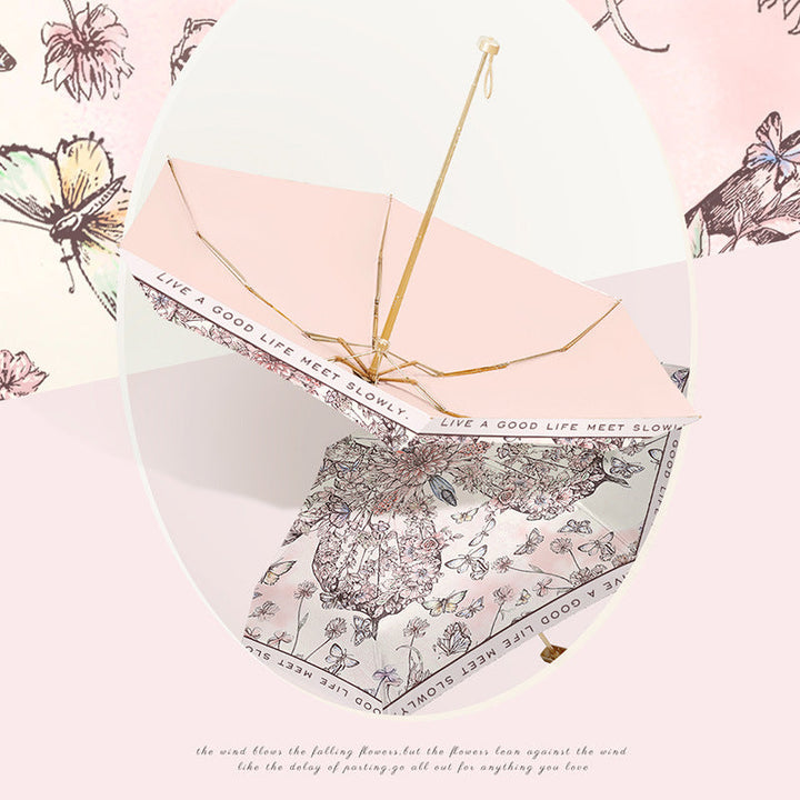Ladies elegant folding umbrella with floral art design Kalsten