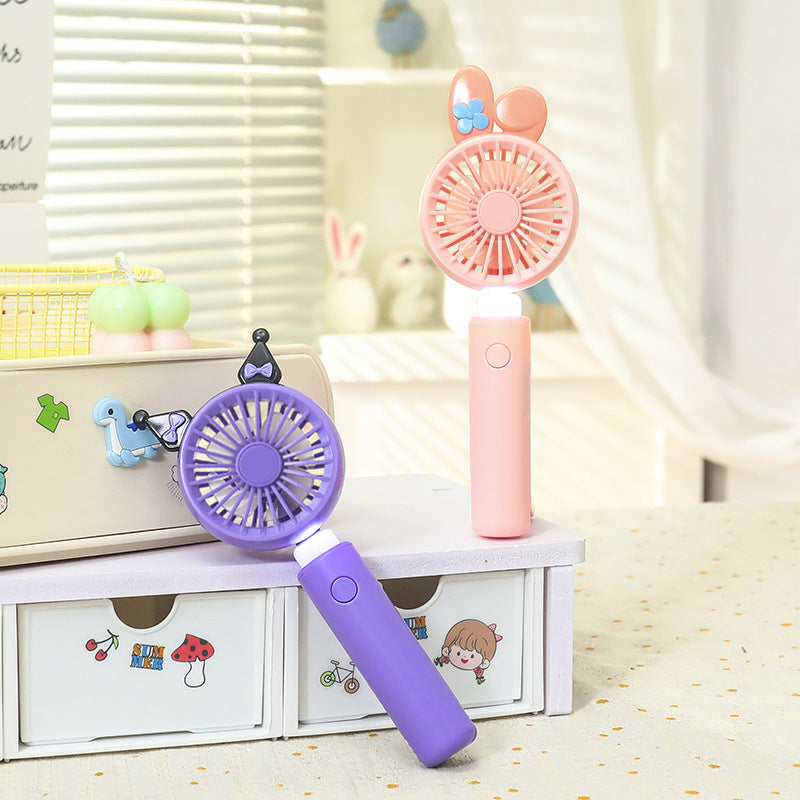 Ladies portable handheld fan with integrated LED light and animal ear design Kalsten