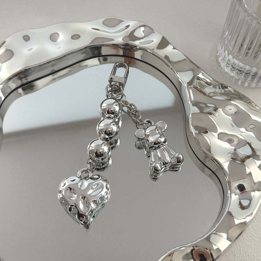 Playful Bear and Heart Charm Keychain Kalsten