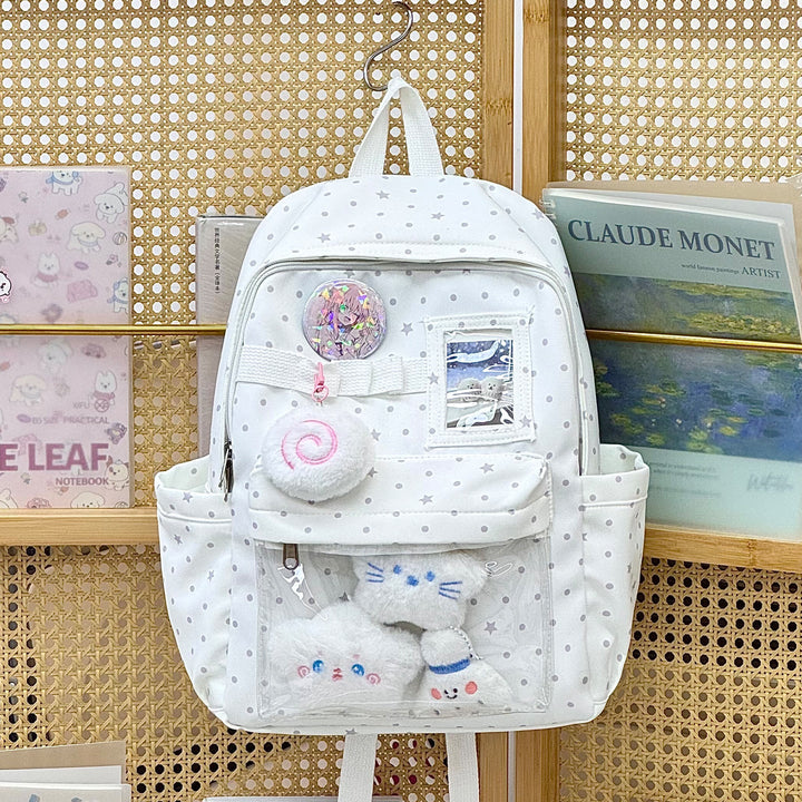 Graphic Print Transparent Pocket School Backpack