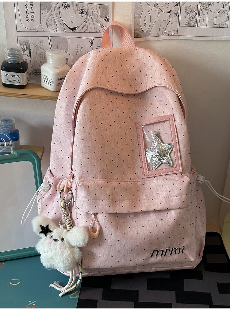 Casual Multi-Pocket School Backpack with Transparent Panel