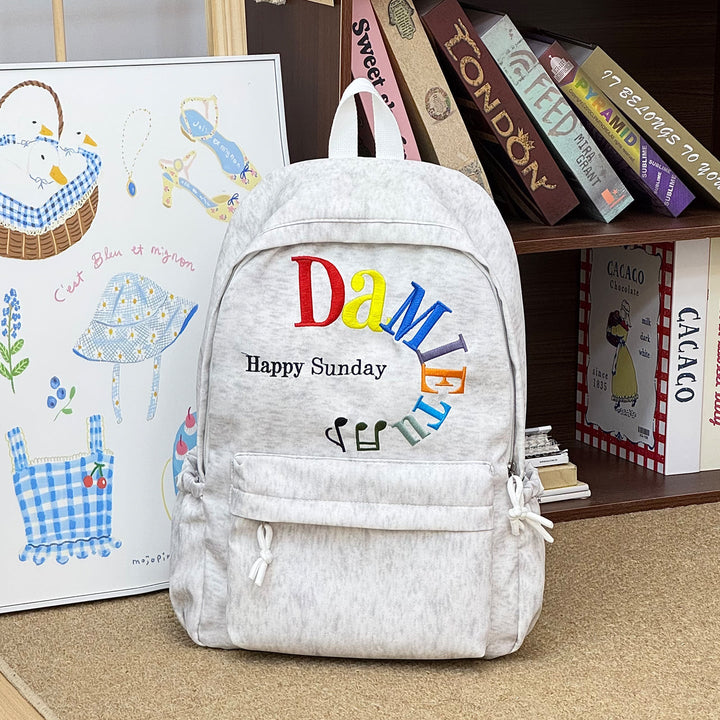Casual Graphic Embroidered School Backpack