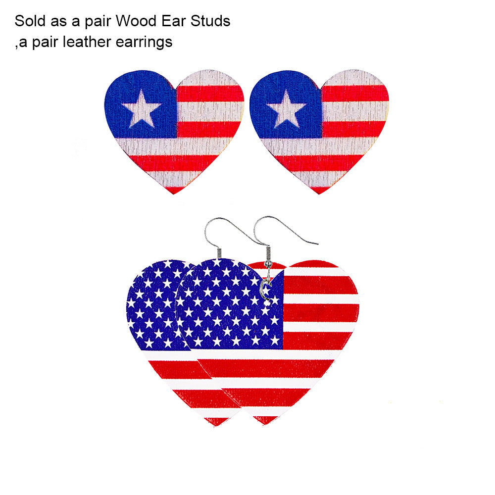 Women's nan lightweight drop earrings made of faux leather with star pattern and matching round ear studs Kalsten