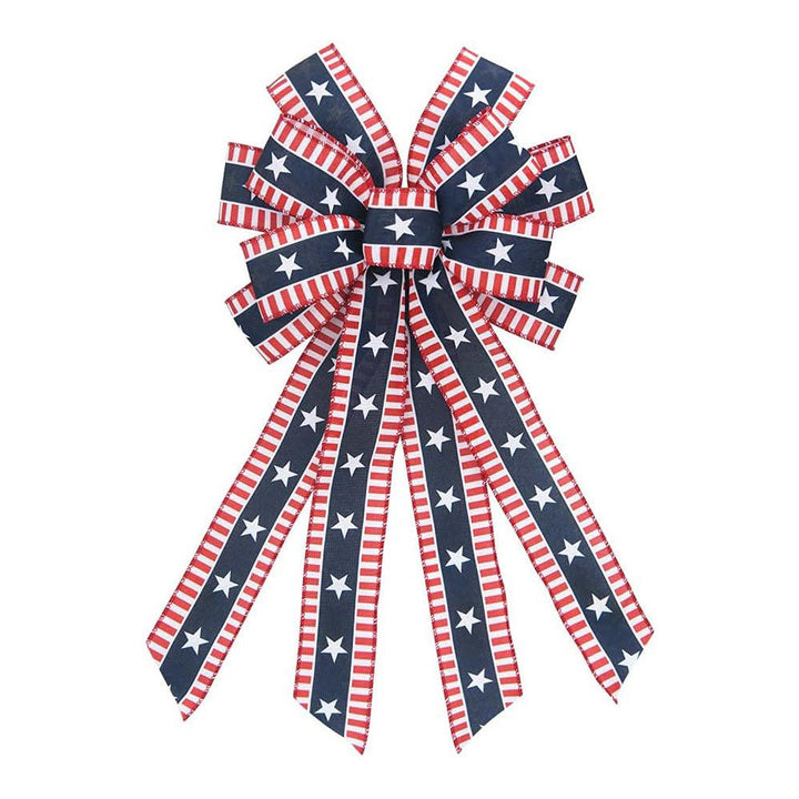 Unisex decorative bow in large size with long ribbons and star pattern for door and wall decoration Kalsten